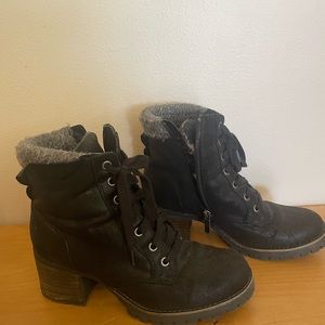 Carl Black Lace Up Zipper Boots
